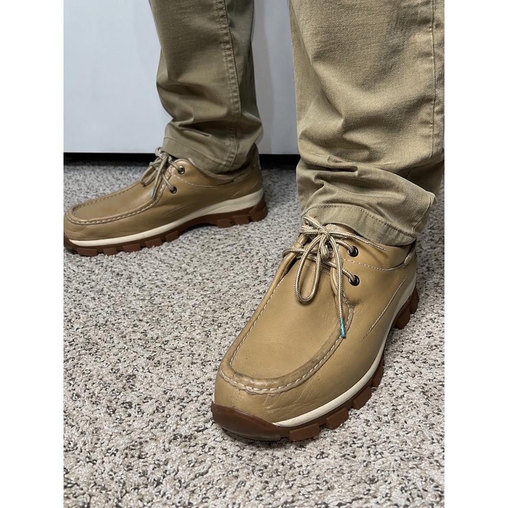 Perry Ellis America Magna II Mens 12 Natural Tan Leather Lug Sole Shoes 151436